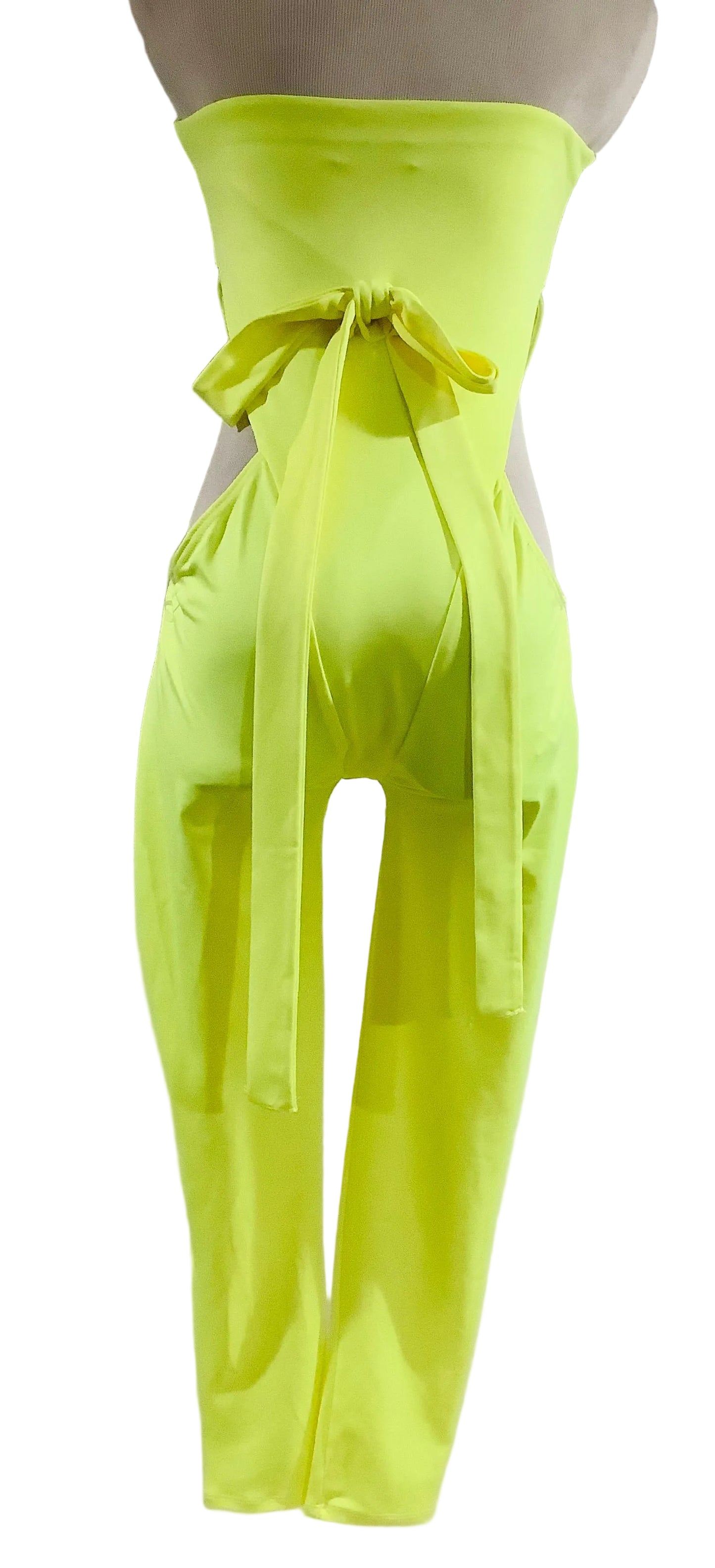 Lime Neon Strapless Wide-Leg Jumpsuit | NWOT