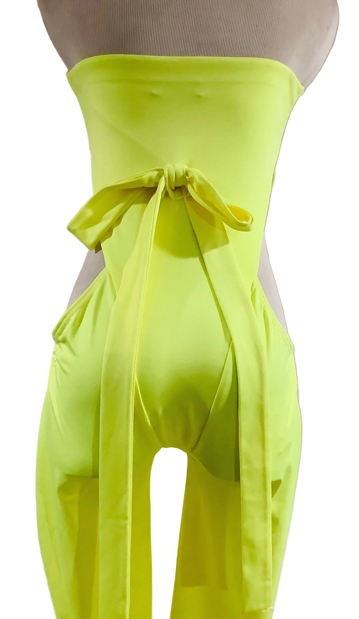 Lime Neon Strapless Wide-Leg Jumpsuit | NWOT