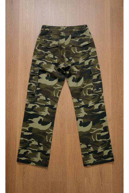 Camo Print Wide Leg Cargo Trousers – Women's Khaki Utility Pants | Belle Allure Collection
