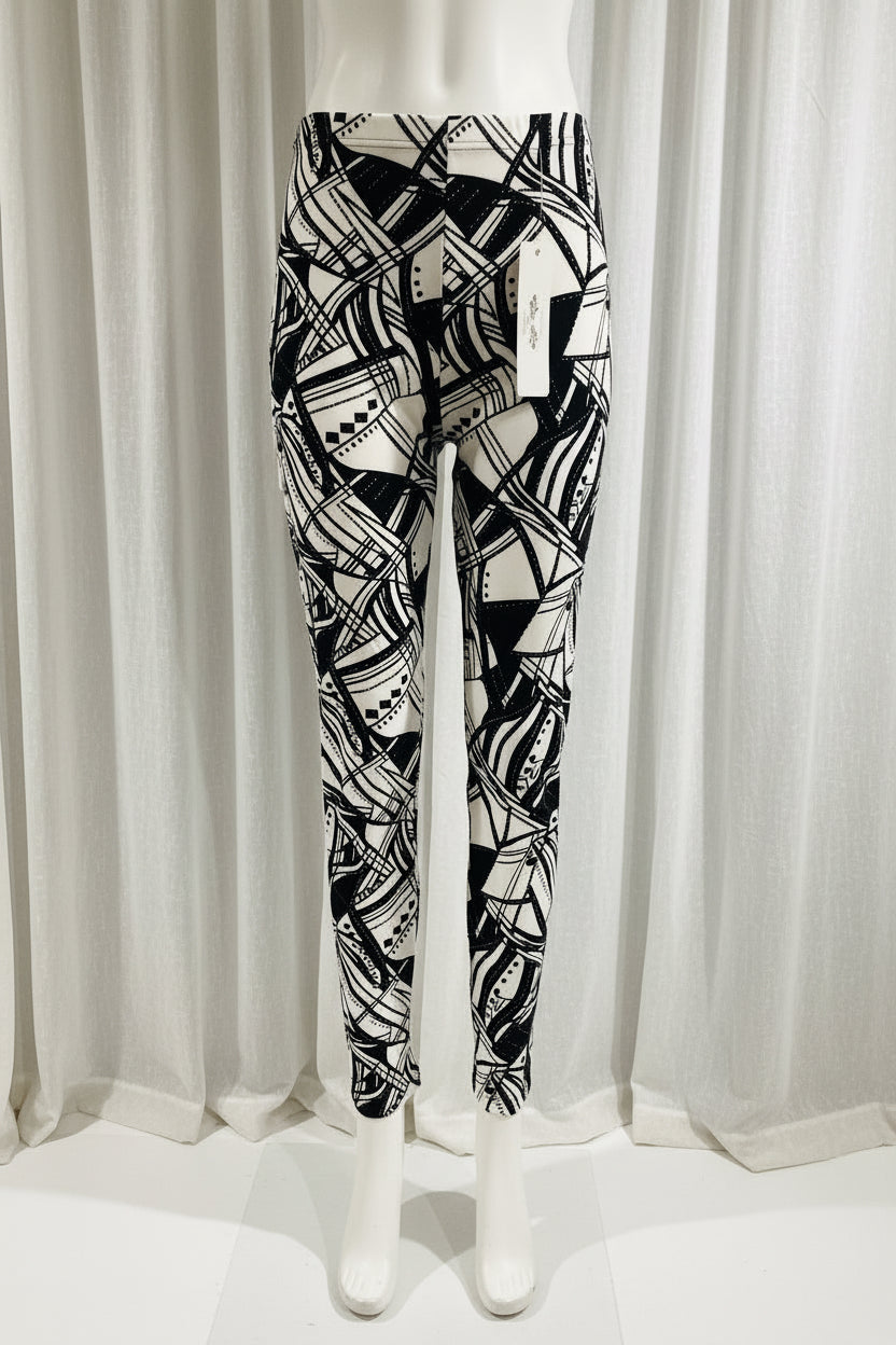 Buttery Soft Abstract Black & White Leggings | Women's Stretch Pants