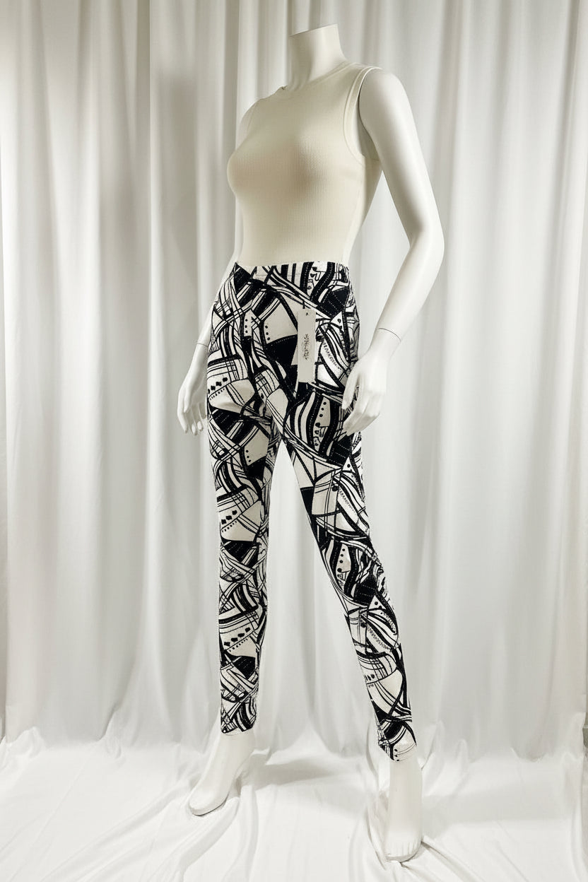 Buttery Soft Abstract Black & White Leggings | Women's Stretch Pants