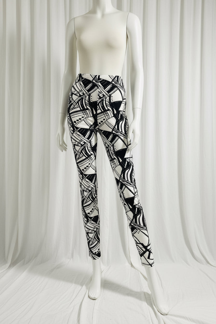 Buttery Soft Abstract Black & White Leggings | Women's Stretch Pants
