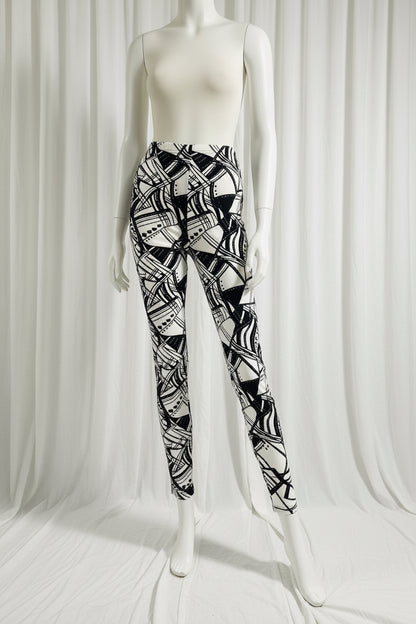 Buttery Soft Abstract Black & White Leggings | Women's Stretch Pants