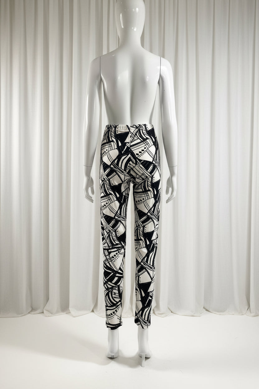 Buttery Soft Abstract Black & White Leggings | Women's Stretch Pants