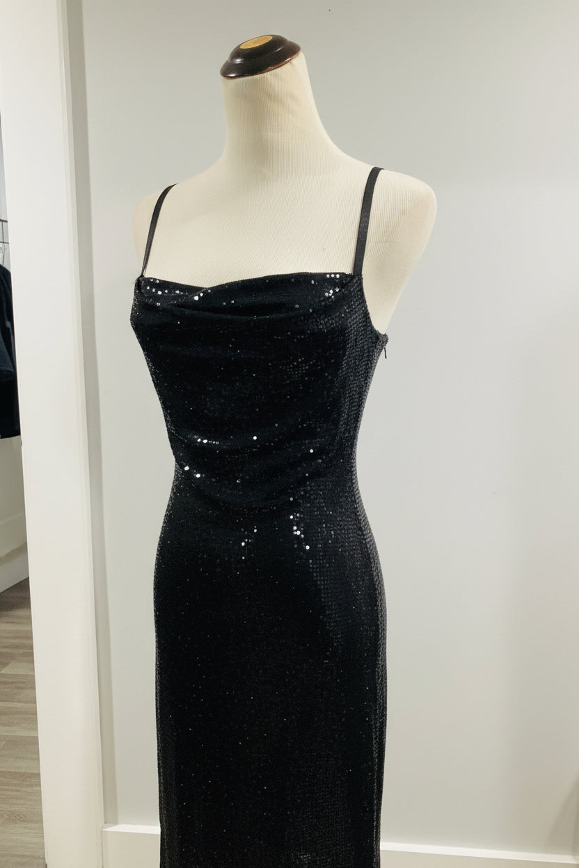 NWT: Bebe Disco Dot Cowl Maxi Dress