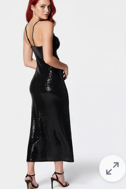 NWT: Bebe Disco Dot Cowl Maxi Dress