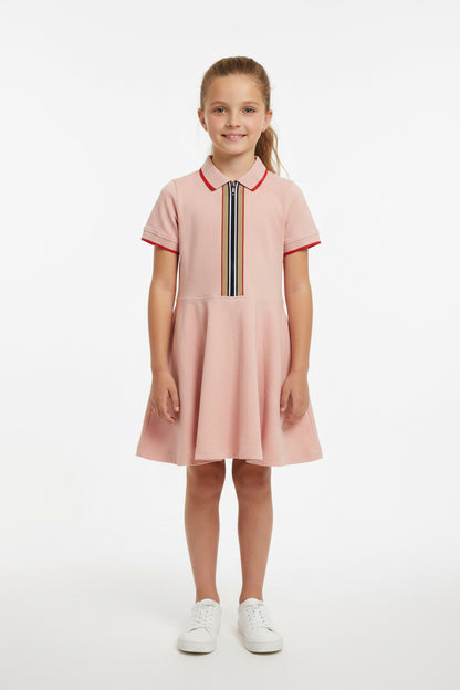 Burberry Girls Pink Kellyanne Polo Skater Dress – Icon Stripe | Pre-Owned