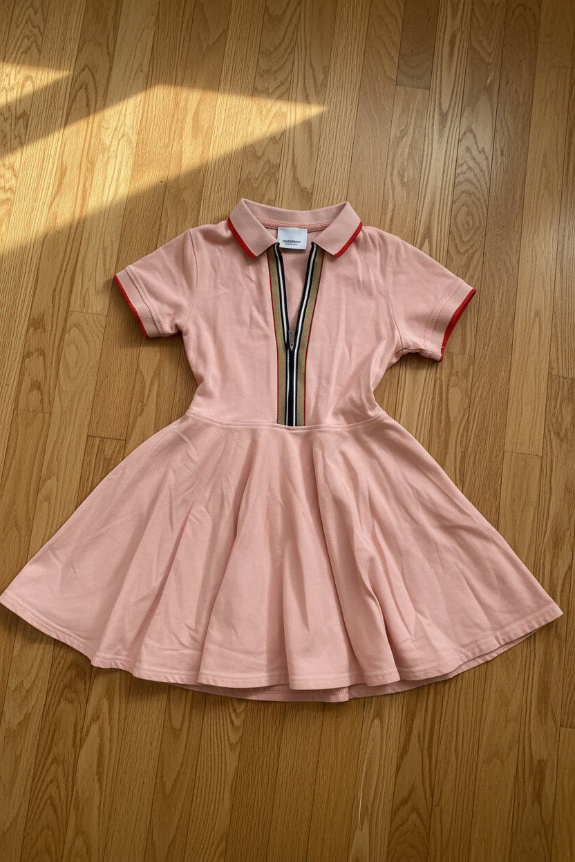 Burberry Girls Pink Kellyanne Polo Skater Dress – Icon Stripe | Pre-Owned