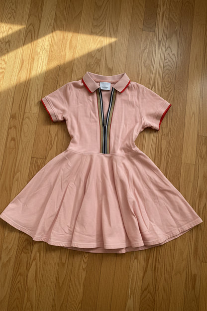 Burberry Girls Pink Kellyanne Polo Skater Dress – Icon Stripe | Pre-Owned