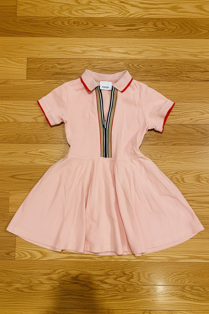 Burberry Girls Pink Kellyanne Polo Skater Dress – Icon Stripe | Pre-Owned