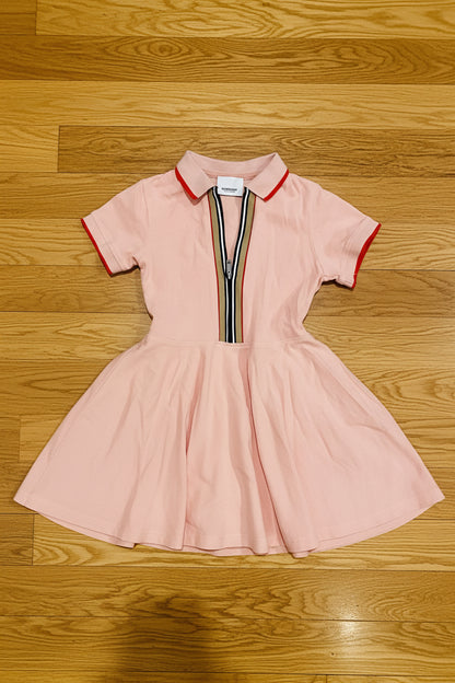 Burberry Girls Pink Kellyanne Polo Skater Dress – Icon Stripe | Pre-Owned