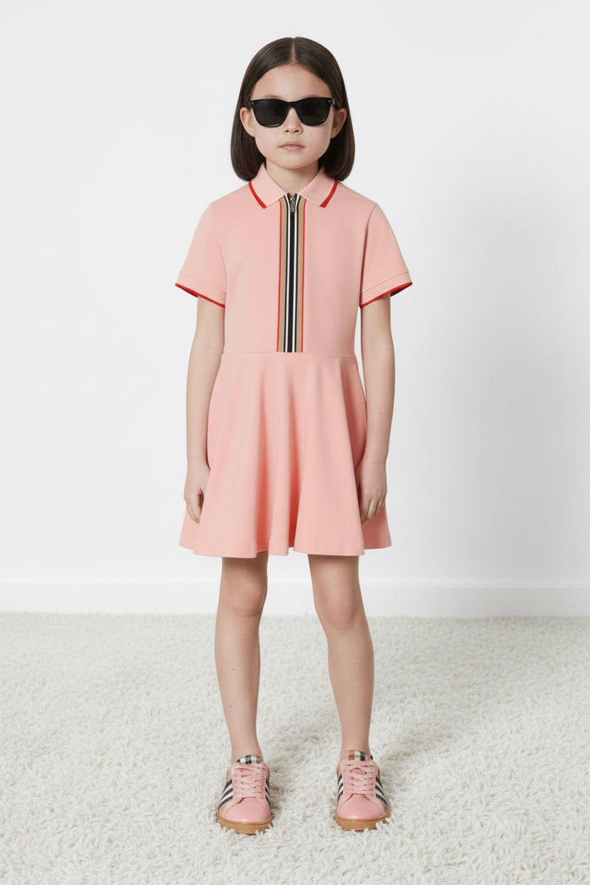 Burberry Girls Pink Kellyanne Polo Skater Dress – Icon Stripe | Pre-Owned