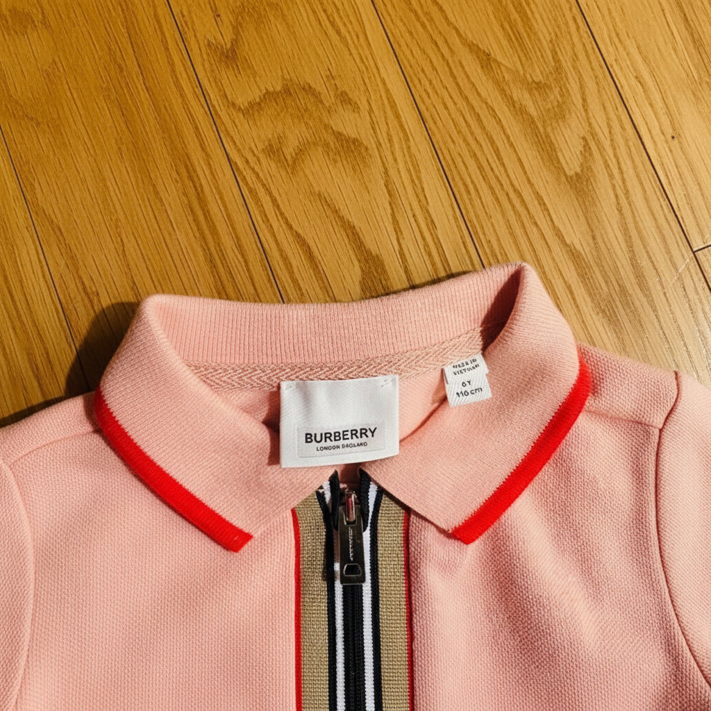 Burberry Girls Pink Kellyanne Polo Skater Dress – Icon Stripe | Pre-Owned