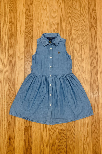 Polo Ralph Lauren Girls Belted Chambray Shirt Dress – Size 5