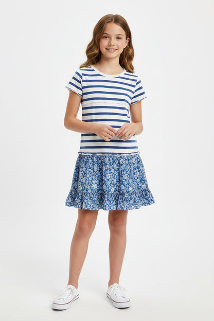 Polo Ralph Lauren Girls' Striped Pointelle-Knit Cotton Dress – Scalloped Trim
