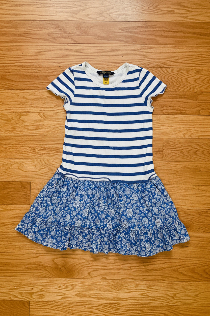 Polo Ralph Lauren Girls' Striped Pointelle-Knit Cotton Dress – Scalloped Trim