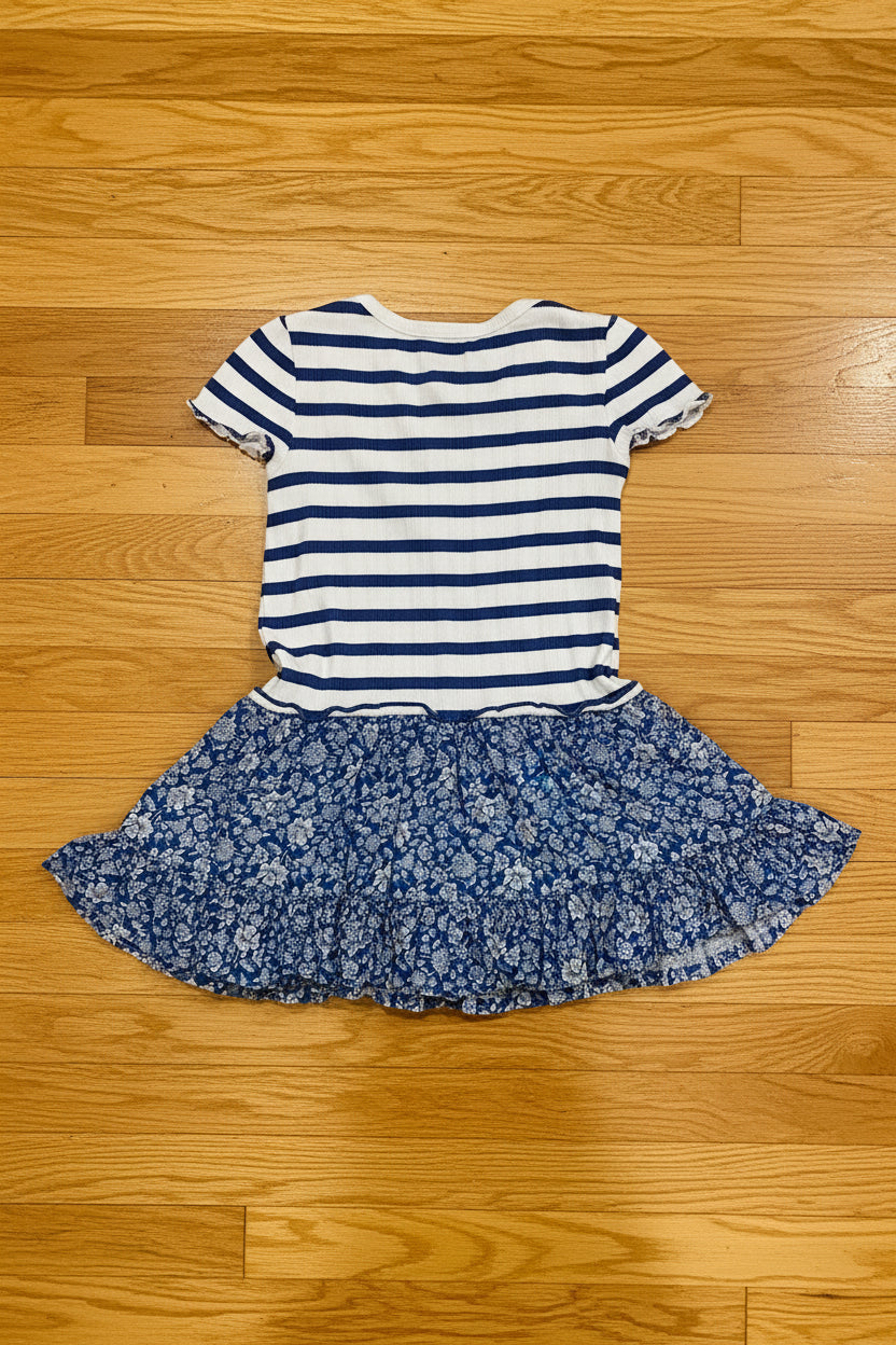 Polo Ralph Lauren Girls' Striped Pointelle-Knit Cotton Dress – Scalloped Trim