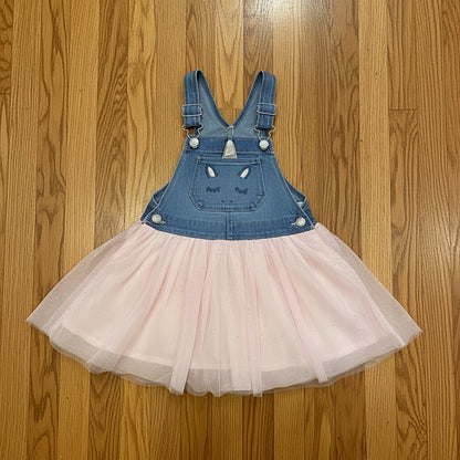 OshKosh B'gosh Girls Denim Unicorn Overall Dress with Pink Tulle Skirt