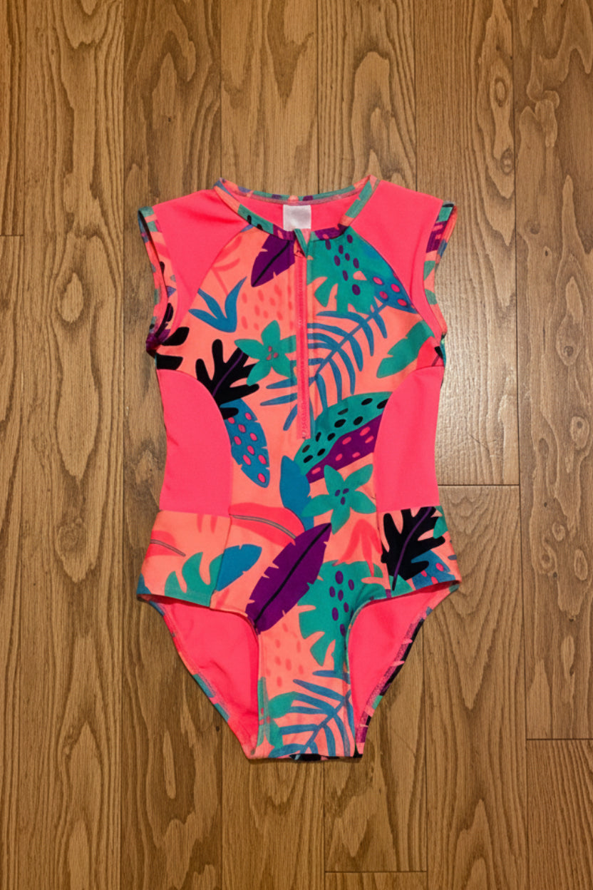 Girls Neon Tropical Swimsuit & Shorts Set | Cat & Jack 5T + Zara Size 6