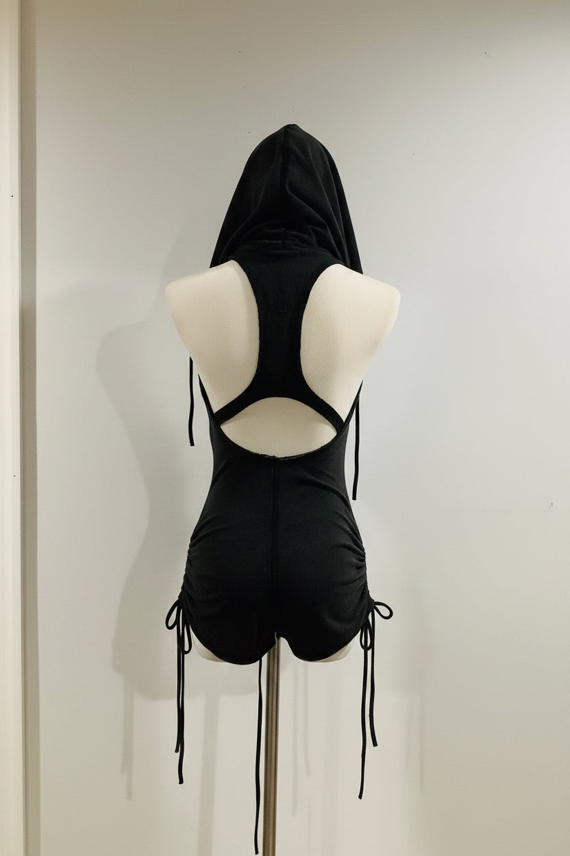 Darker Wavs Lace-Up Hooded Romper by Dolls Kill — Pre-Owned
