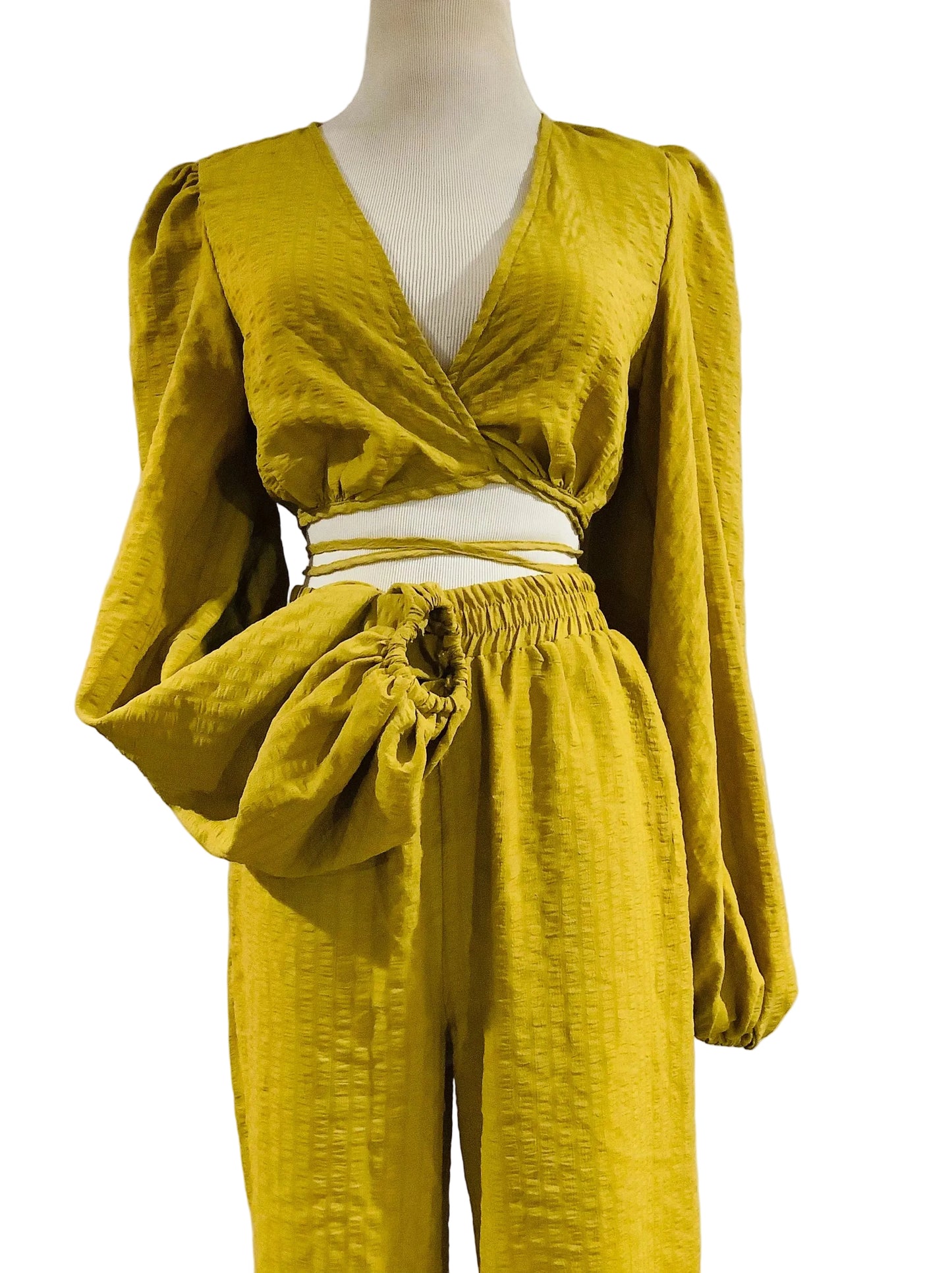 Boohoo Yellow Textured Relaxed Fit Two-Piece Jogger Set