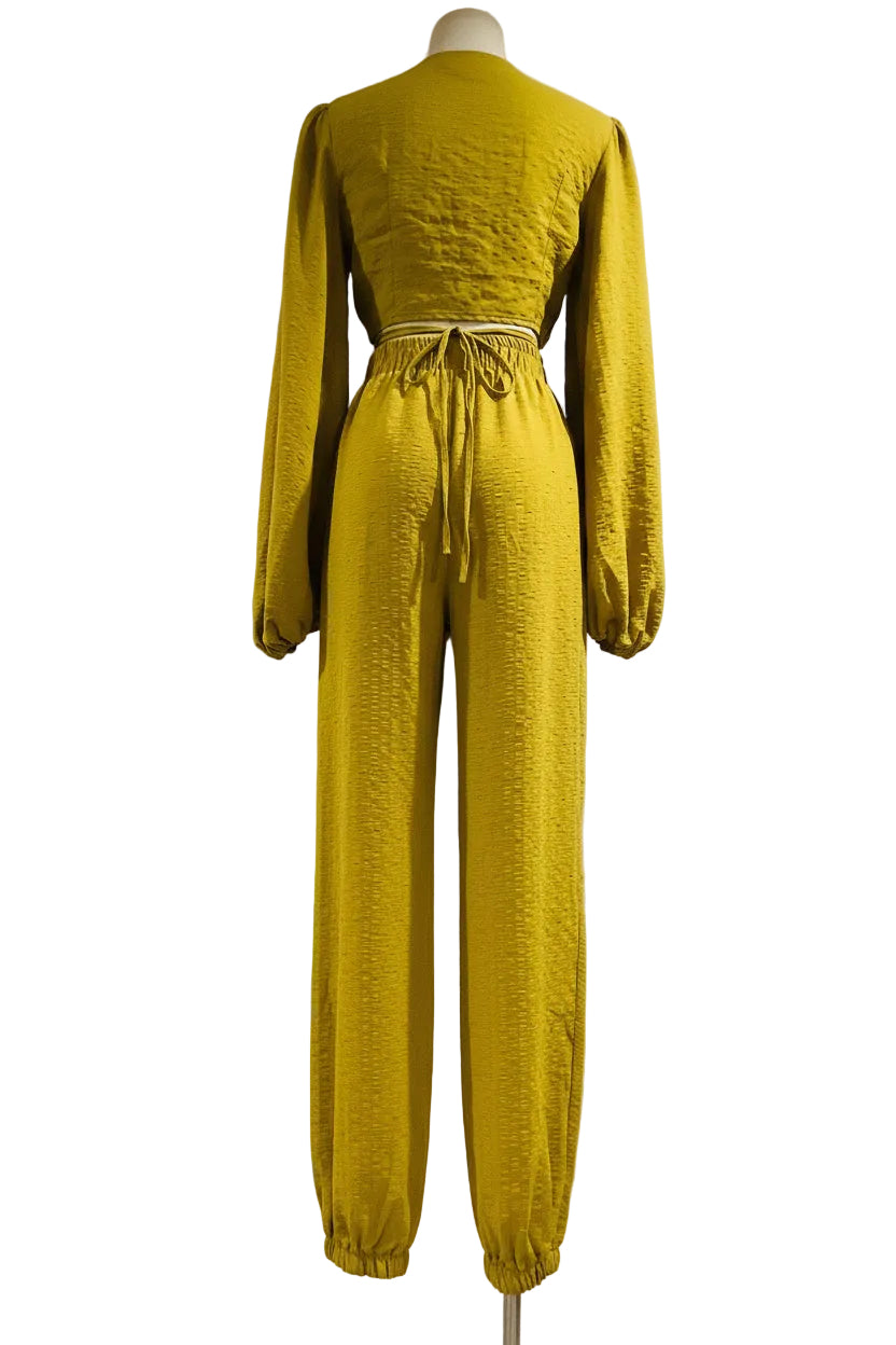Boohoo Yellow Textured Relaxed Fit Two-Piece Jogger Set