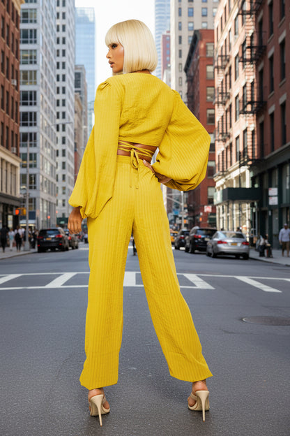Boohoo Yellow Textured Relaxed Fit Two-Piece Jogger Set