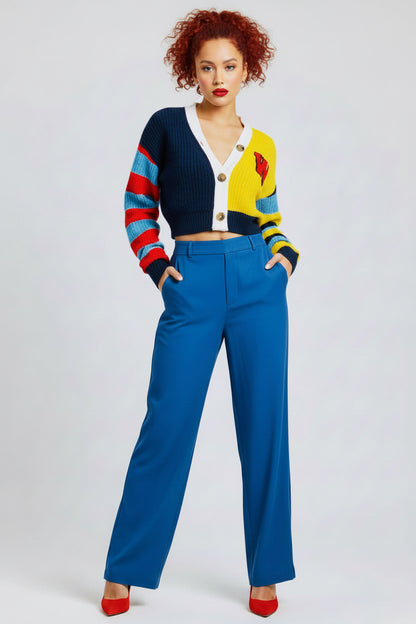 Color Block Crop Cardigan | Women's Knit Layering Sweater