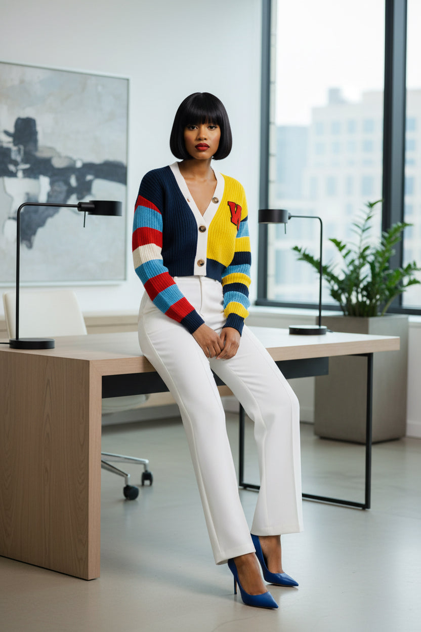 Color Block Crop Cardigan | Women's Knit Layering Sweater