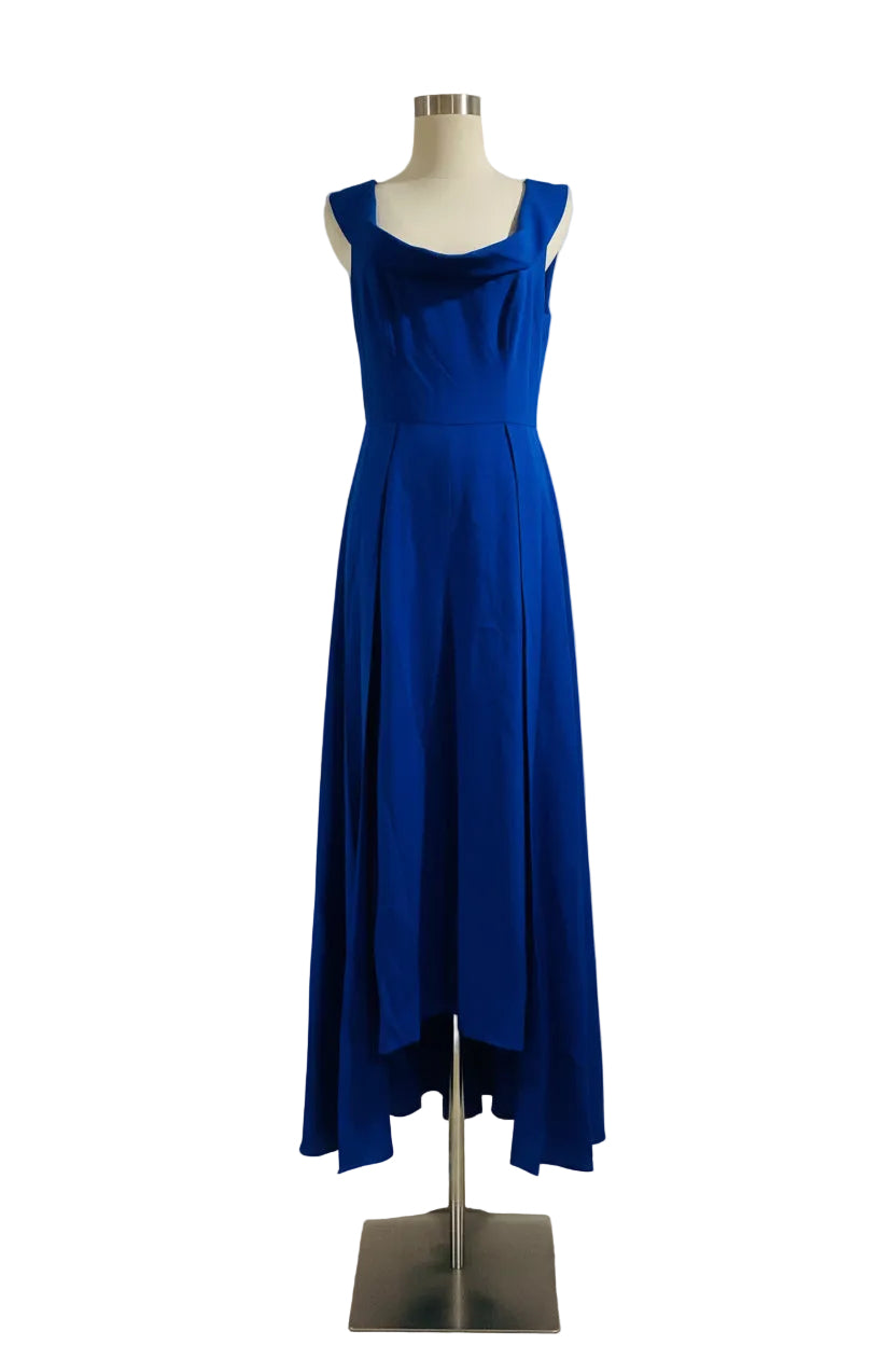 Kay Unger New York Stretch Crepe Jumpsuit with Skirt Overlay — Blue
