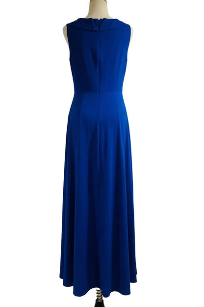 Kay Unger New York Stretch Crepe Jumpsuit with Skirt Overlay — Blue