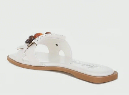 Nakasa Beaded Faux Leather Slip Ons