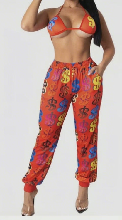 Slim Fit High-Waist Cargo Jogger Sweatpants — Multicolor Print | Belle Allure Collection