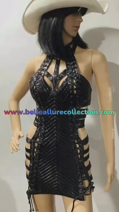 Doll Kills Rude Awakening Mini Dress – Black Holographic | Pre-Owned