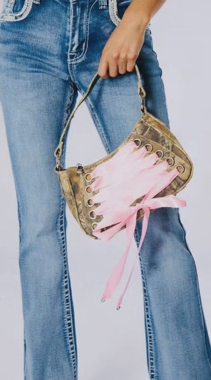 Camo Pink Ribbon Crossbody Purse | Belle Allure Collection