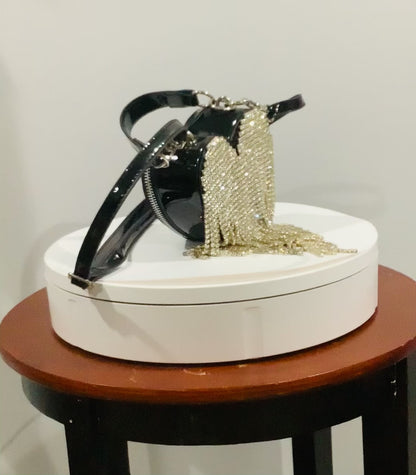 Dolls Kill Rhinestone Heart Mini Bag – Black | Pre-Owned