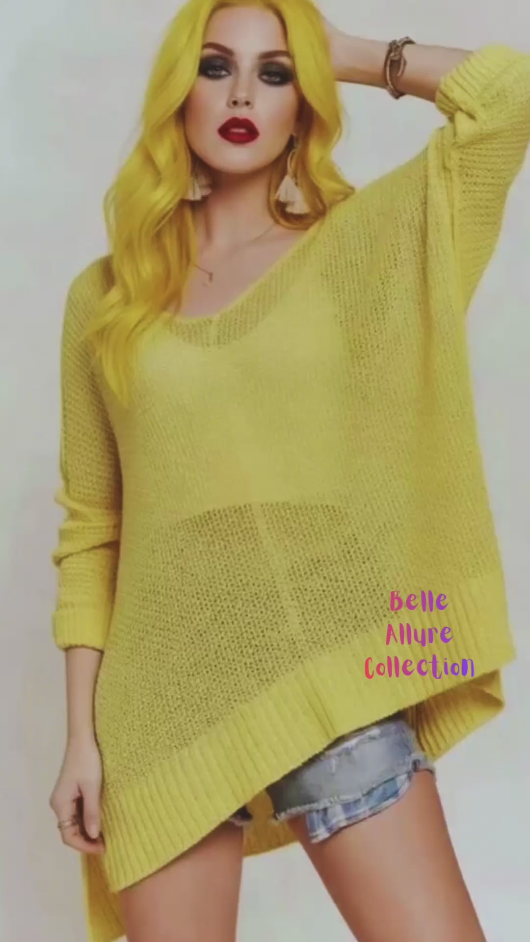 Load video: Yellow Cozy Summer Sweater