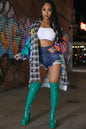 Urban Baddie Plaid Cardigan – Women's Button-Up Oversized Shirt